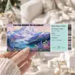Editable Alaska Boarding Pass Template , Alaska Trip Surprise Gift Ticket, Printable Plane Ticket, Printable getaway voucher, Surprise Travel Reveal, Flight Ticket, Download, Alaska