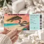 Editable Aruba Boarding Pass Template , Aruba Surprise Gift Ticket, Printable Plane Ticket, Printable getaway voucher, Surprise Travel Reveal, Flight Ticket, Download, Aruba