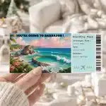 Editable Barbados Boarding Pass Template , Barbados Surprise Gift Ticket, Printable Plane Ticket, Printable getaway voucher, Surprise Travel Reveal, Flight Ticket, Download, Barbados