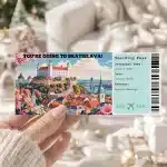 Editable Bratislava Boarding Pass Template , Bratislava Trip Surprise Gift Ticket, Printable Plane Ticket, Printable getaway voucher, Surprise Travel Reveal, Flight Ticket, Download, Bratislava