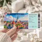Editable Estonia Boarding Pass Template , Estonia Trip Surprise Gift Ticket, Printable Plane Ticket, Printable getaway voucher, Surprise Travel Reveal, Flight Ticket, Download, Estonia