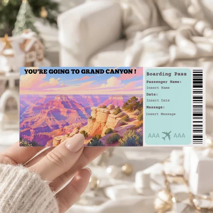 Editable Grand Canyon Boarding Pass Template , Grand Canyon Surprise Gift Ticket, Printable Plane Ticket, Printable getaway voucher, Surprise Travel Reveal, Flight Ticket, Download, Grand Canyon
