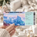 Editable Greenland Boarding Pass Template , Greenland Surprise Gift Ticket, Printable Plane Ticket, Printable getaway voucher, Surprise Travel Reveal, Flight Ticket, Download, Greenland