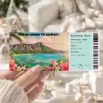 Editable Hawaii Boarding Pass Template , Hawaii Trip Surprise Gift Ticket, Printable Plane Ticket, Printable getaway voucher, Surprise Travel Reveal, Flight Ticket, Download, Hawaii
