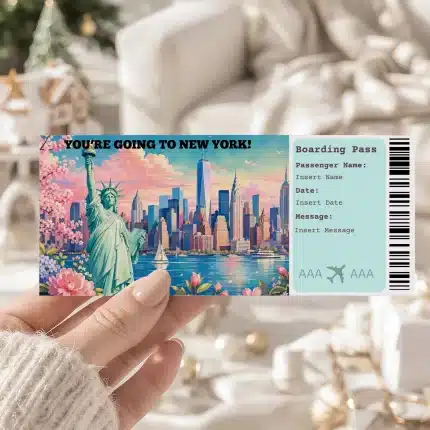 Editable NEW YORK Boarding Pass Template , NEW YORK Trip Surprise Gift Ticket, Printable Plane Ticket, Printable getaway voucher, Surprise Travel Reveal, Flight Ticket, Download, NEW YORK