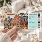 Editable Nashville Boarding Pass Template , Nashville Surprise Gift Ticket, Printable Plane Ticket, Printable getaway voucher, Surprise Travel Reveal, Flight Ticket, Download, Nashville