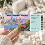 Editable Pittsburgh Boarding Pass Template , Pittsburgh Surprise Gift Ticket, Printable Plane Ticket, Printable getaway voucher, Surprise Travel Reveal, Flight Ticket, Download, Pittsburgh