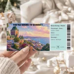 Editable Quebec Boarding Pass Template , Quebec Surprise Gift Ticket, Printable Plane Ticket, Printable getaway voucher, Surprise Travel Reveal, Flight Ticket, Download, Quebec
