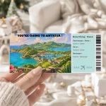 Editable Antigua Boarding Pass Template, Antigua Surprise Gift Ticket, Printable Plane Ticket, Printable getaway voucher, Surprise Travel Reveal, Flight Ticket, Download, Shirley Heights Lookout Antigua