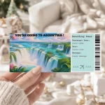 Editable Argentina Boarding Pass Template, Argentina Surprise Gift Ticket, Printable Plane Ticket, Printable getaway voucher, Surprise Travel Reveal, Flight Ticket, Canva Template, iguazú falls argentina