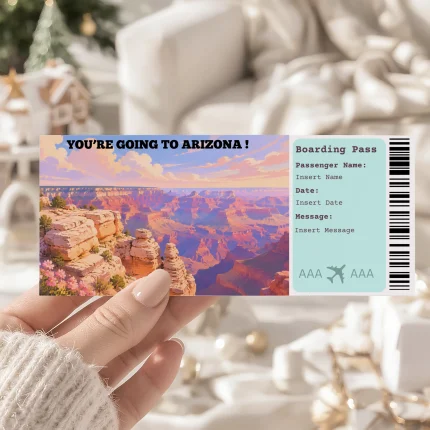 Editable Arizona Boarding Pass Template: Trip Surprise Gift Ticket (Instand Download)