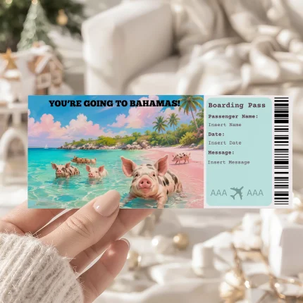 Editable Bahamas Boarding Pass Template: Trip Surprise Gift Ticket (Instand Download)