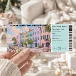 Editable Charleston Boarding Pass Template: Trip Surprise Gift Ticket (Instand Download)