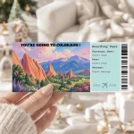 Editable Colorado Boarding Pass Template, Colorado Surprise Gift Ticket, Printable Plane Ticket, Printable getaway voucher, Surprise Travel Reveal, Flight Ticket, Download, Garden of The Gods Colorado
