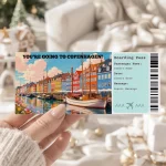 Editable Copenhagen Boarding Pass Template: Trip Surprise Gift Ticket (Instand Download)