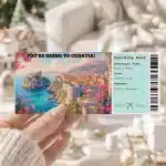 Editable Croatia Boarding Pass Template: Trip Surprise Gift Ticket (Instand Download)