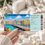 Editable Curacao Boarding Pass Template: Trip Surprise Gift Ticket (Instand Download)