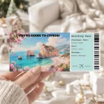 Editable Cyprus Boarding Pass Template: Trip Surprise Gift Ticket (Instand Download)