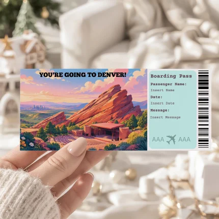 Editable Denver Boarding Pass Template: Trip Surprise Gift Ticket (Instand Download)