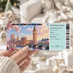 Editable England Boarding Pass Template: Trip Surprise Gift Ticket (Instand Download)