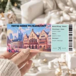 Editable Frankfurt Boarding Pass Template: Trip Surprise Gift Ticket (Instand Download)
