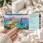Editable Galapagos Islands Boarding Pass Template: Trip Surprise Gift Ticket (Instand Download)