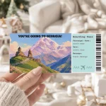 Editable Georgia Boarding Pass Template: Trip Surprise Gift Ticket (Instand Download)