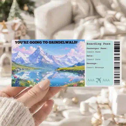 Editable Grindelwald Boarding Pass Template: Trip Surprise Gift Ticket (Instand Download)