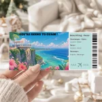 Editable Guam Boarding Pass Template, Guam Surprise Gift Ticket, Printable Plane Ticket, Printable getaway voucher, Surprise Travel Reveal, Flight Ticket, Canva Template, Two Lovers Point Guam