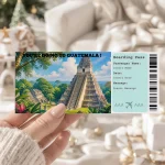 Editable Guatemala Boarding Pass Template, Guatemala Surprise Gift Ticket, Printable Plane Ticket, Printable getaway voucher, Surprise Travel Reveal, Flight Ticket, Canva Template, tikal national park guatemala