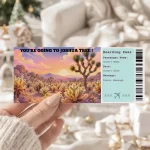 Editable Joshua Tree Boarding Pass Template: Trip Surprise Gift Ticket (Instand Download)