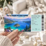 Editable Lake Tahoe Boarding Pass Template: Trip Surprise Gift Ticket (Instand Download)