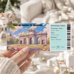 Editable Madrid Boarding Pass Template: Trip Surprise Gift Ticket (Instand Download)