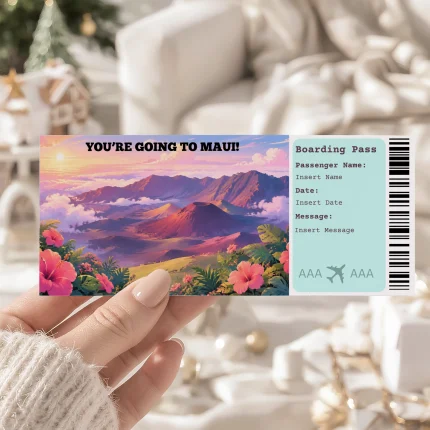 Editable Maui Boarding Pass Template: Trip Surprise Gift Ticket (Instand Download)