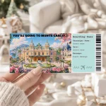 Editable Monte Carlo Boarding Pass Template: Trip Surprise Gift Ticket (Instand Download)