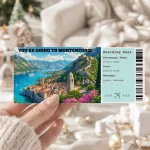 Editable Montenegro Boarding Pass Template: Trip Surprise Gift Ticket (Instand Download)