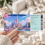 Editable Orlando Boarding Pass Template: Trip Surprise Gift Ticket (Instand Download)