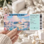 Editable Oslo Boarding Pass Template: Trip Surprise Gift Ticket (Instand Download)