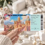 Editable Palermo Boarding Pass Template: Trip Surprise Gift Ticket (Instand Download)