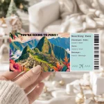 Editable Peru Boarding Pass Template: Trip Surprise Gift Ticket (Instand Download)