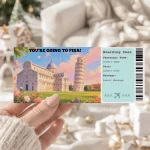 Editable Pisa Boarding Pass Template: Trip Surprise Gift Ticket (Instand Download)