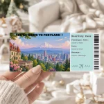 Editable Portland Boarding Pass Template: Trip Surprise Gift Ticket (Instand Download)