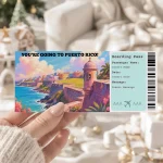 Editable Puerto Rico Boarding Pass Template: Trip Surprise Gift Ticket (Instand Download)
