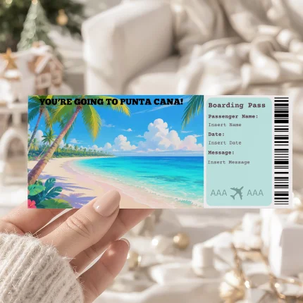 Editable Punta Cana Boarding Pass Template: Trip Surprise Gift Ticket (Instand Download)