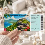 Editable Saint Kitts and Nevis Boarding Pass Template: Trip Surprise Gift Ticket (Instand Download)