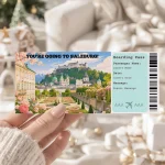 Editable Salzburg Boarding Pass Template: Trip Surprise Gift Ticket (Instand Download)