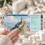 Editable San Marino Boarding Pass Template: Trip Surprise Gift Ticket (Instand Download)