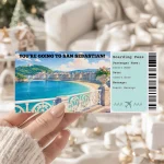Editable San Sebastian Boarding Pass Template: Trip Surprise Gift Ticket (Instand Download)