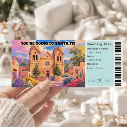 Editable Santa Fe Boarding Pass Template: Trip Surprise Gift Ticket (Instand Download)