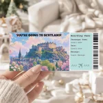 Editable Scotland Boarding Pass Template: Trip Surprise Gift Ticket (Instand Download)